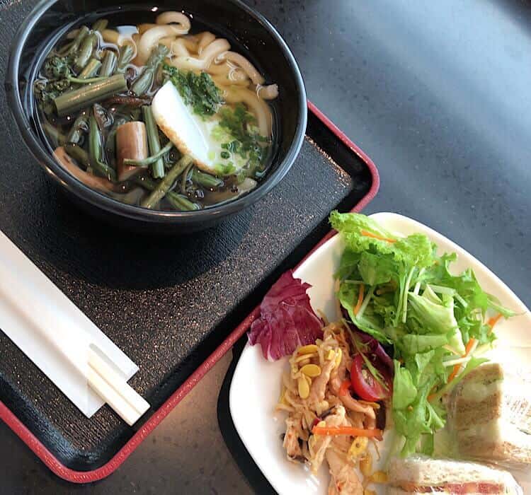 ANAラウンジ山菜うどん