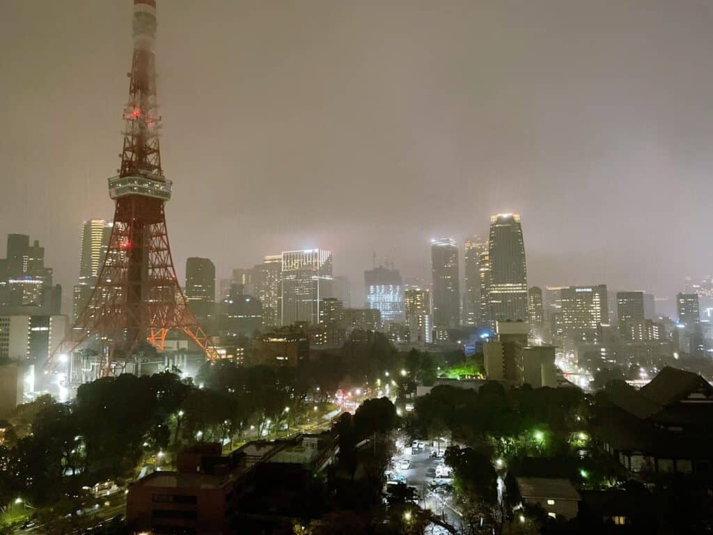東京タワーライトアップ前の景色