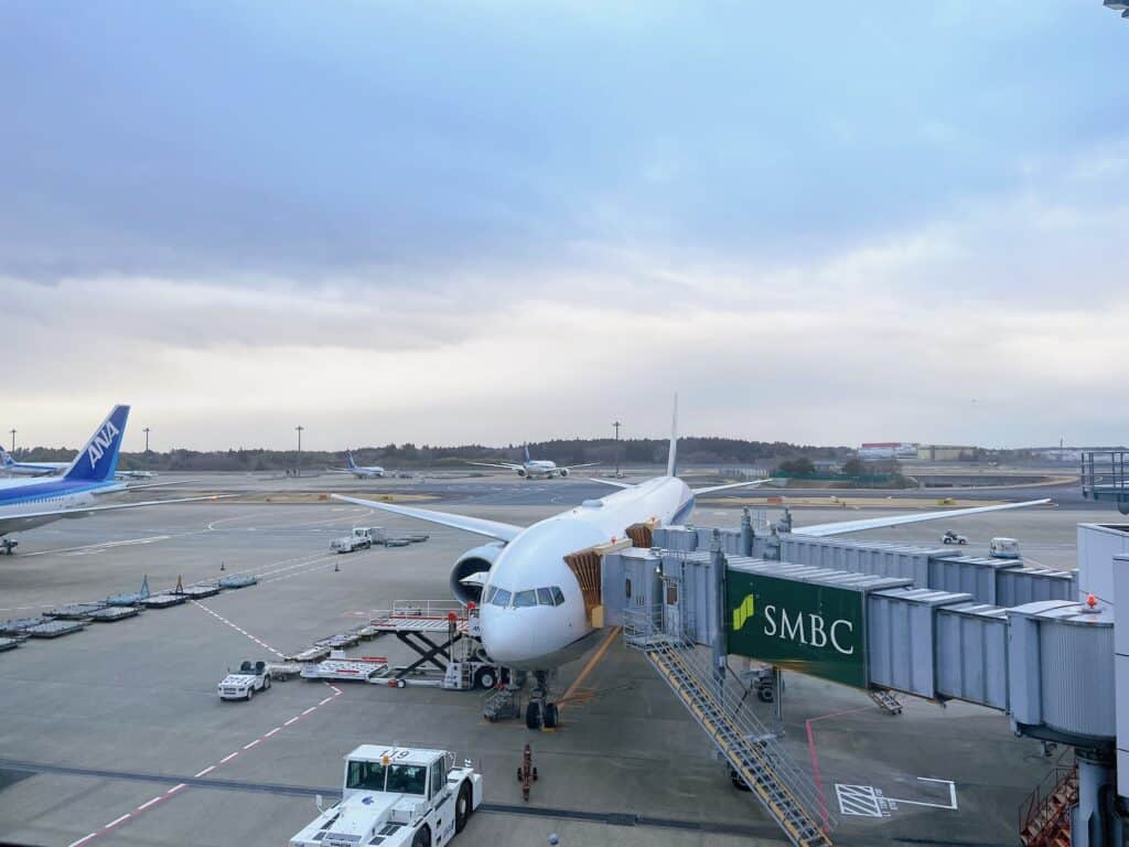 成田空港第一ターミナルに駐機しているANAの機材
