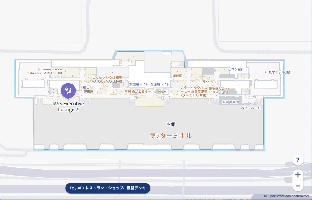 IASS Executive Lounge 2の場所を示した空港内マップ