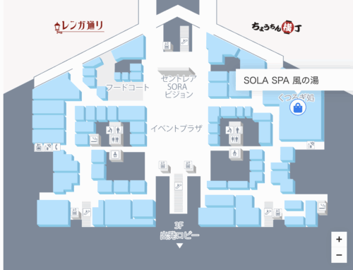 くつろぎ処の場所を示したマップ